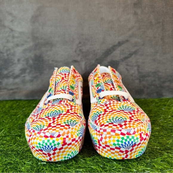 Vans Old Skool Platform Pride Rainbow Checkered Skate Shoes Women US 6.5 - Picture 3 of 13